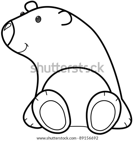 Polar Bear Coloring on Vector Happy Little Polar Bear Cartoon Line Art Coloring 89156692 Jpg