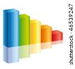 Decrease colorful stick diagram icon with reflection. Vector icon. - stock vector