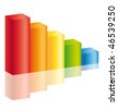 Decrease colorful stick diagram icon with reflection ll. Vector icon. - stock vector