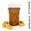 Pills bottle : 3D Illustration of a Bottle of Pills Stock Photo.