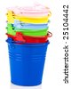 colored buckets