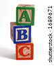 stock photo : ABC wooden blocks stacked vertically.